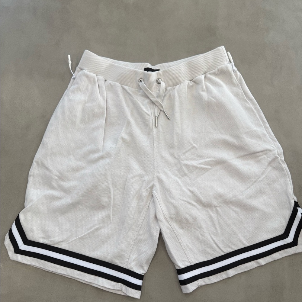 Zanerobe White and Black Athletic Shorts with Retro Design